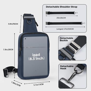 Сумка на груди Broadream, водонепроникна, для чоловіків та жінок, RFID-захист, для активного відпочинку та туризму (B-блакитний)