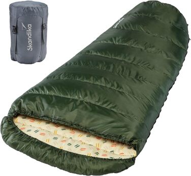 Спальний мішок Skandika Vegas XXL | Мультиспальник для дорослих, 3 сезони, до -12°C, 220x110 см, ковдраний/звичайна підкладка, для кемпінгу та подорожей