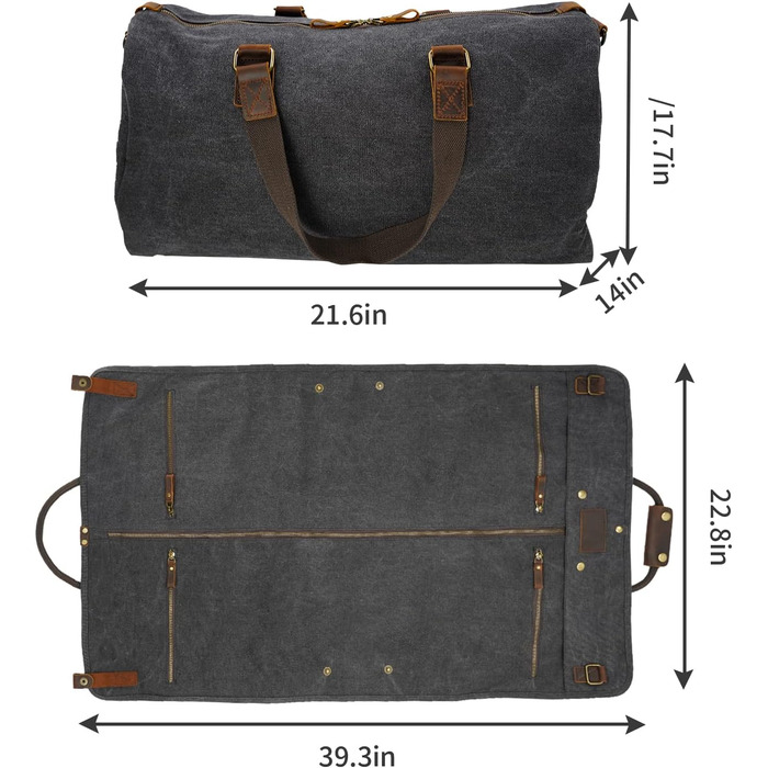 Дорожній костюм-органайзер 2-в-1 American Casual Canvas Leder для одягу та аксесуарів, чорний