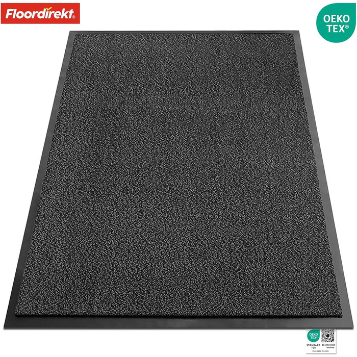 Килимок для підлоги Floordirekt Rhine - миючий, з високою зносостійкістю, з антиковзким покриттям - килимок для вхідної зони (Sparrow), колір антрацитовий (меланж), 80 x 120 см