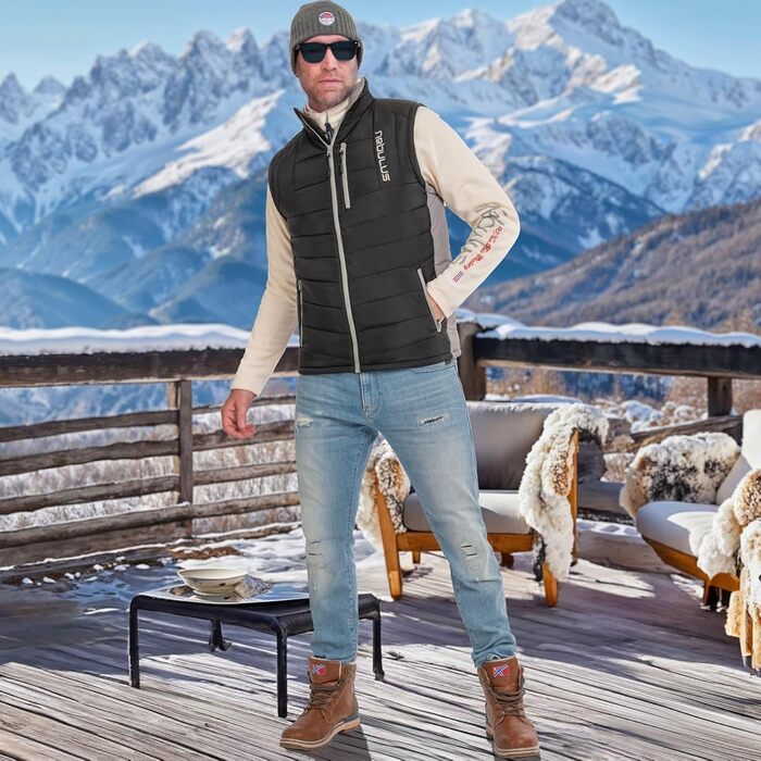 Чоловіча жилетка Nebulus REVIVAL, тепла жилетка з довгим замком-блискавкою, чорний/димно-сірий, XL