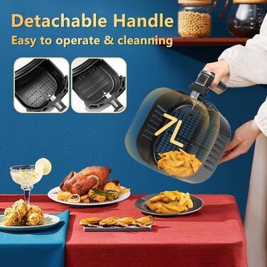 Aigostar Cube Smart WiFi - Hot Air Fryer 7L XXL, 1900W Airfryer with APP Control, Hot Air Fryer with 7 Cooking Functions, Touchscreen, Timer Function, 20 Recipe PDF, Oil-Free, DIY Menu.
