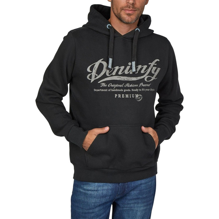 Худі DENIMFY чоловіче, бавовна, принт, різні кольори (бежевий, зелений, синій, чорний, сірий), розміри S-5XL