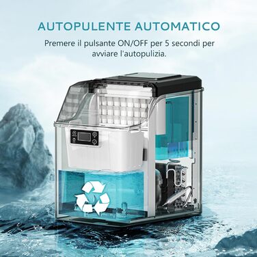 EUHOMY Stainless Steel Ice Maker - 24 Cubes in 13 Minutes - 24kg/24H Capacity - Self-Cleaning 3.2L Ice Maker with Scoop & Basket for Home, Kitchen, Office, Bar, RV