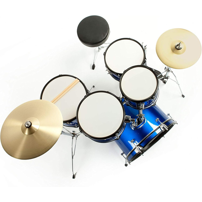 Fame 5-Piece Drum Set Blue: Комплект барабанів з бас-барабаном, томами, малим барабаном, фурнітурою та стільчиком, з аксесуарами та паличками