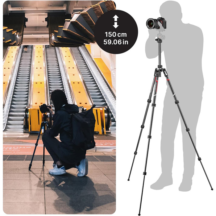 Компактний дорожній штатив Manfrotto Befree Advanced з кулястою головкою та важелем блокування, алюміній, для DSLR та бездзеркальних камер