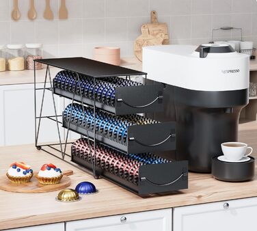 Тримач для капсул кави Nespresso Vertuo та Dolce Gusto на 50 капсул, металевий, чорний