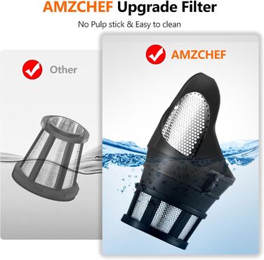 AMZCHEF Juicer with 80mm Large Feed Chute - 150W Juicer Slow Juicer with 2 Speed Modes and Reverse Function - Juicer for Whole Vegetables and Fruits Test Winner - Red Juicer Red