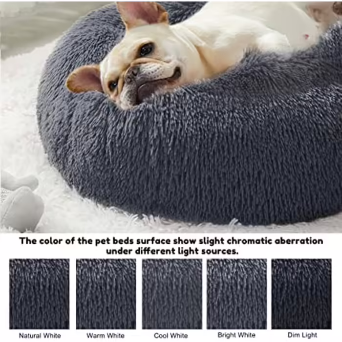 Western Home Dog Bed Run, Cat Bed Fluffy, Dog Cushion Small Dogs, Dog Bed Washable, Dog Basket, Cat Basket for Sleeping 60 cm, (L 76 x W 76 x H 20 cm, Dark Grey)