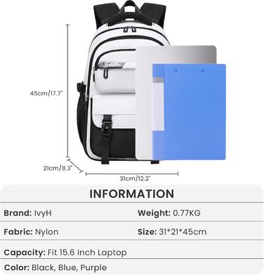 Шкільний рюкзак IvyH для дівчаток та хлопчиків, 15.6