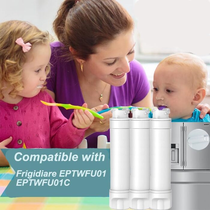 Refrigerator Water Filters, compatible with Frigidaire EPTWFU01, EWF02, Pure Source Ultra II, 3-pack