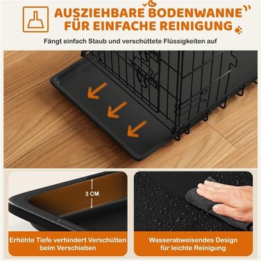 Клітка для собак Yaheetech 90x56x63 см, розкладний вольєр з перегородкою, 2 двері, чорна, для дому та транспортування