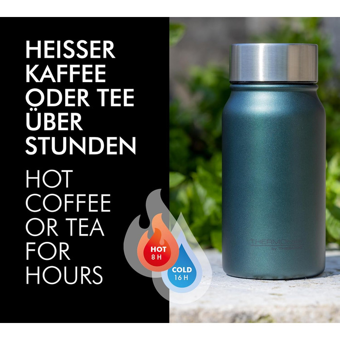 Термокружка THERMOcafé by THERMOS TC 0,5 л, нержавіюча сталь, ізоляція, для кави з собою, не протікає, 9 год гаряча & 18 год холодна, можна мити в посудомийній машині, без BPA (Green Mat, 350 мл)