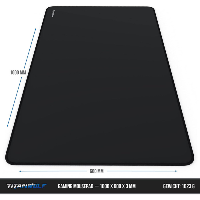 Кисет для миші TITANWOLF XXL 900 x 400 мм - великий килимок для геймінгу, чорний