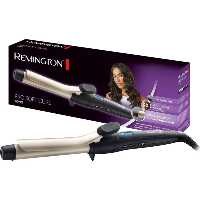 Плойка для волосся Remington Lockenstab Pro Soft Curl CI6325, 25 мм, керамічно-турмалінове покриття, чорний/кремовий | 1 шт.