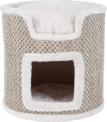 Котячий будиночок TRIXIE Ria, 37 см, сірий/натуральний – когтеточка для котів з лежаком, зручний та стабільний