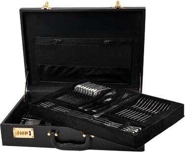 Набір столових приборів на 12 осіб (72 шт.) з нержавіючої сталі, стійкий до миття в посудомийній машині, у кейсі