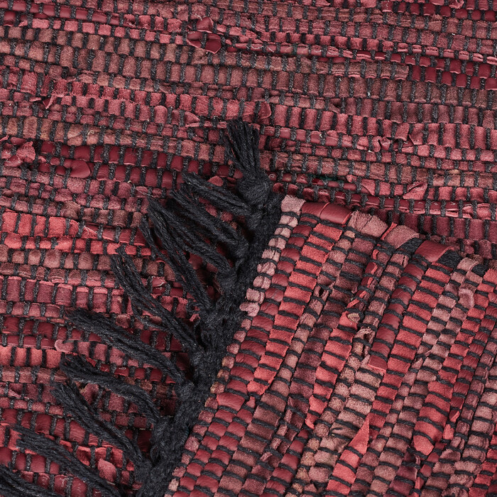 Relaxdays Leather and Cotton Patchwork Rug