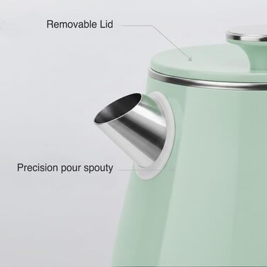 Електричний чайник MULIN Retro, 1.8 л, 2200 Вт, з поворотним підставою 360°, швидке кип'ятіння, автоматичне вимкнення, зелений