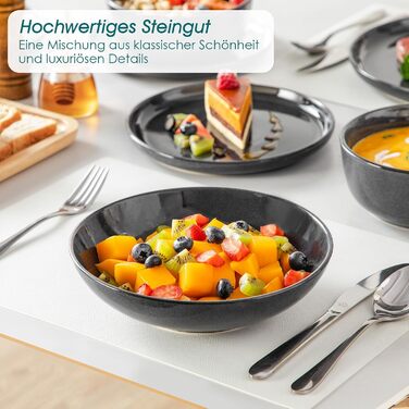 Набір посуду Steingut vancasso ANYA (48 предметів) – сучасний сервіз для 6 осіб (сірий)