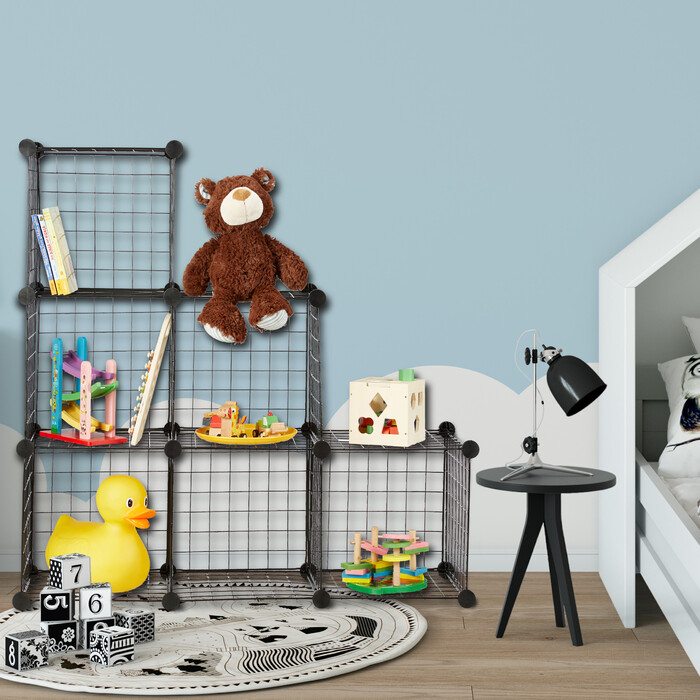 Relaxdays Wire Grid Shelf System with 6 Compartments