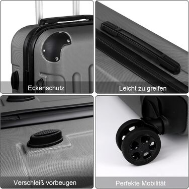 Чемодан ручної поклажі TANTOMI: жорсткий, з кодовим замком, телескопічною ручкою, темно-сірий, M