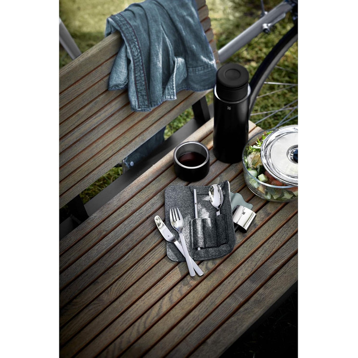 WMF my2Go Stainless Steel Cutlery Set, 8-Piece, Outdoor Travel Cutlery Set for 1 Person, Camping Cutlery with Case, Hiking Cutlery Environmentally Friendly, Straw, Cleaning Brush, Camping Accessories Gift