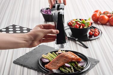 Набір для солі та перцю MITBAK з акрилу | Преміум якість, регульований механізм, чорний/білий