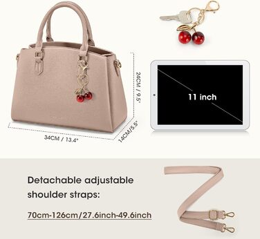 Сумка жіноча RAINSMORE середнього розміру з PU шкіри, хакі. Для планшета 11