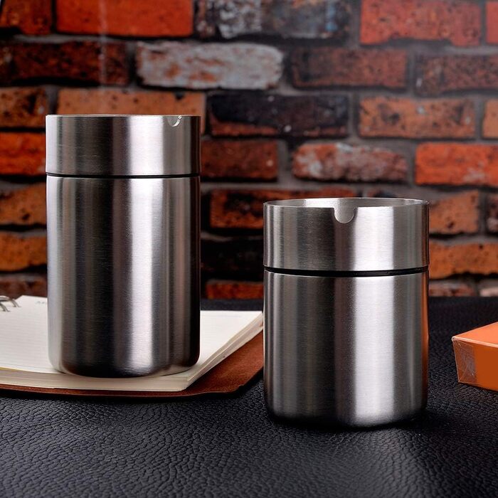 Попільничка Geoyien з нержавіючої сталі для вулиці, авто, саду, офісу – велика, срібна