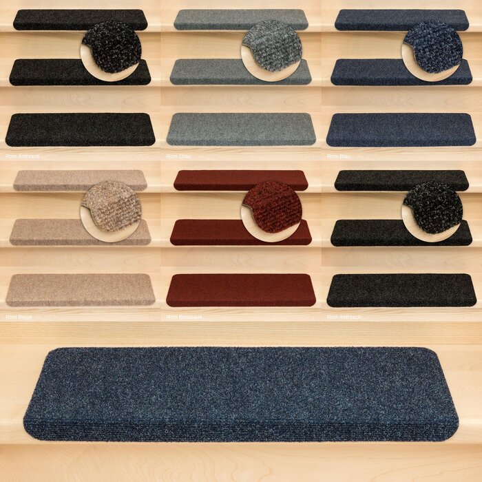 Сходинкові килимки Ramon - 15 шт. блакитні, прямокутні - без кутників