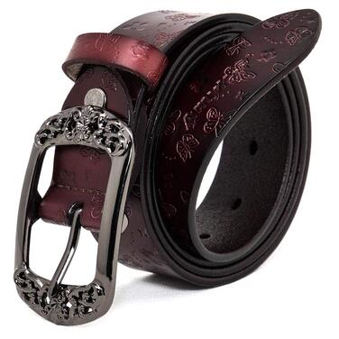 Жіночий шкіряний ремінь Vintage (коричневий, 105 см) ширина 3.3 см, подарункова коробка