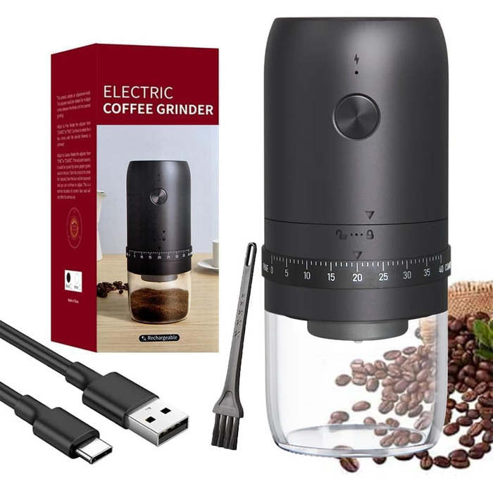 Електрична кавомолка для подорожей: портативна, з регулюванням помелу та акумулятором 1800mAh