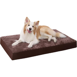 KSIIA Orthopedic Dog Bed for Large Dogs, XL Washable Dog Cushion Fluffy Dog Mat Dog Mattress with Removable Cover in 105x70x8cm (L 120 x W 75 x H 9 cm, Praline)