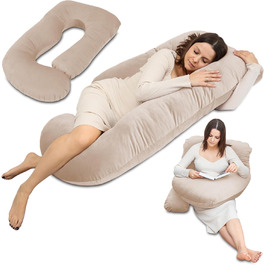 Подушка для вагітних Totsy Baby XXL, 180 см, бежева: подушка для сну на боці, подушка для годування, комфортна форма J