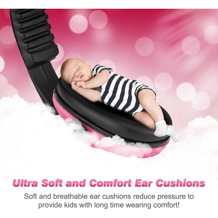 Навушники для захисту від шуму для дітей - комфортні, складні, для школи, аутизму, сну, навчання, ADHD, феєрверків, концертів (1 шт., темно-рожевий)