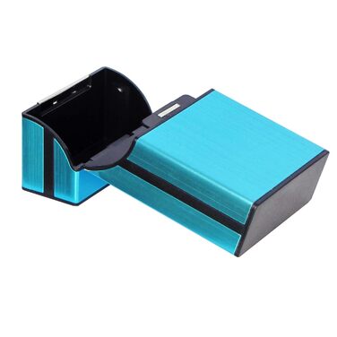 Елегантне тютюнотримач Edel: алюмінієва коробка для 20 сигарет з магнітною застібкою (Блакитний)