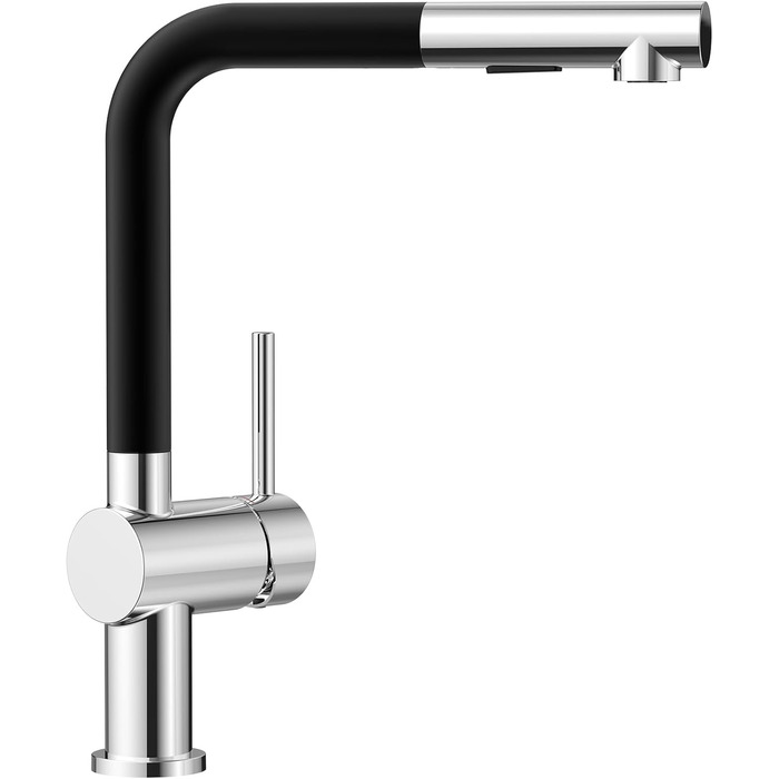 Змішувач для кухні CECIPA X203B чорного кольору з висувною насадкою, поворотний на 360°, з двома типами струменя, з нержавіючої сталі