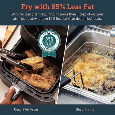 COSORI Air Fryer 5.5L XXL Air Fryer, Hot Air Fryer, Oil-Free Fryer, Airfryer with Digital LED Touchscreen, 11 Programs, Preheating & Keep Warm, Shake Mode, 100 Recipes in German, 1700W 5.5L Black+Colorful