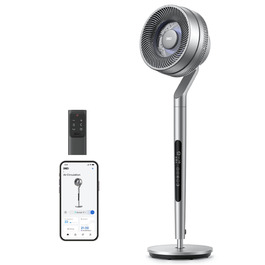 Вентилятор Dreo з інтелектуальним керуванням, висота 101,6–111,8 см, тихий DC вентилятор для спальні, кут огляду 120°+85°, повітряний потік 30,5 м, срібний