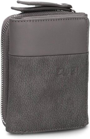 Two Ladies Wallet Eva EVW15 compact wallet, 6 card slots, ONE bill compartment, ONE see-through pocket, coin pocket on the outside, compartment for shopping trolley coins, modern and elegant wallet (Nubuk-Stone)