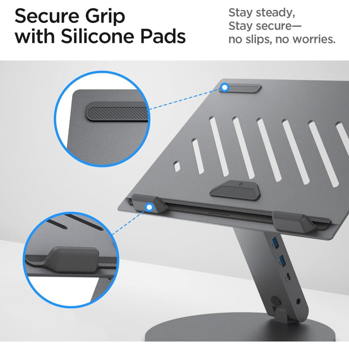 Підставка для ноутбука Spigen ArcDock 6-в-1 з док-станцією (Space Grey) - USB-C, HDMI 4K, для MacBook, iPad, Notebooks до 15.6