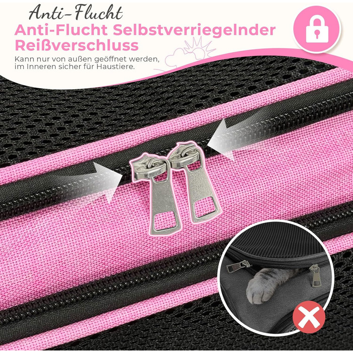 Транспортна сумка для кота/собаки до 5 кг, рожева, 43x28x28 см