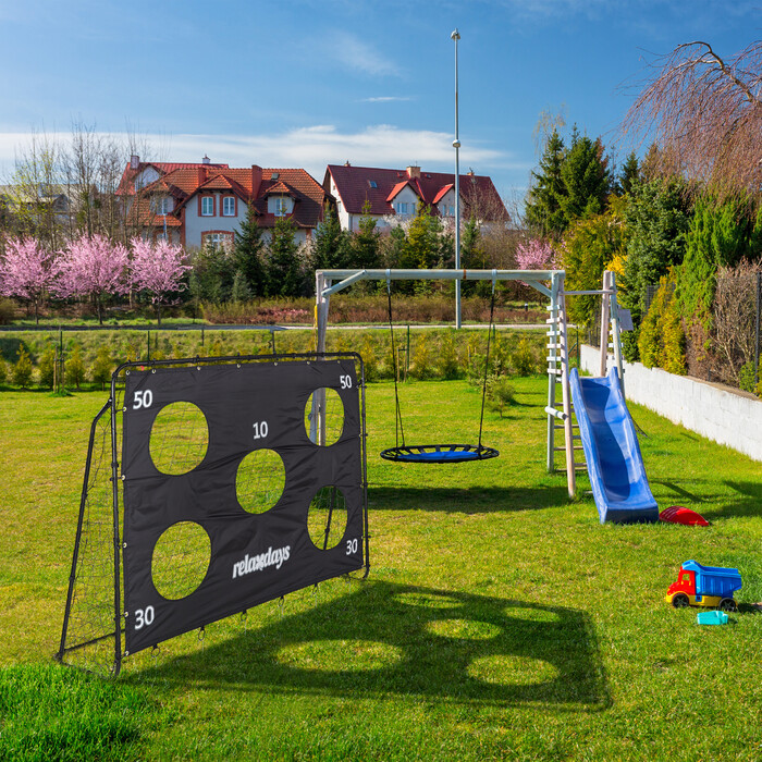 Relaxdays Black Football Goal with Goal Post