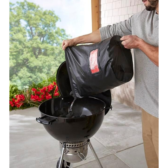 Сумка Weber для зберігання палива, преміум, чорна, 9 кг, для дров, пелет та вугільних брикетів, водостійка, з ручкою, BBQ (7007)