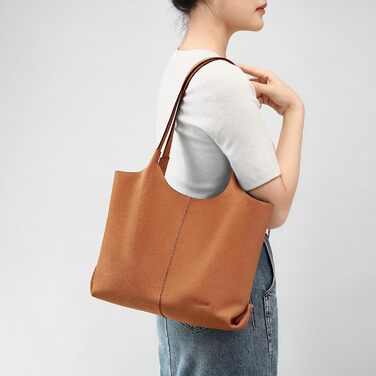 Шкіряна сумка-шопер Cnoles для жінок, велика сумка-тоут на плече для офісу, школи, покупок, коричнева 39x12x28.5 см