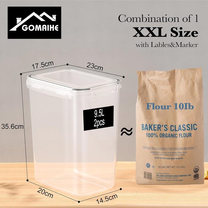 Набір контейнерів для зберігання GoMaihe 2.5л*6 шт. + 9.5л*2 шт. - Контейнери для продуктів, герметичні, пластикові, для кухні