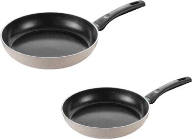 Набір сковорідок BALLARINI Ledro (24 см + 28 см), алюміній, бежевий, індукційні, з антипригарним покриттям Keramik, Thermopoint, Made in Italy