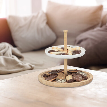 Relaxdays Bamboo and Ceramic Shelves