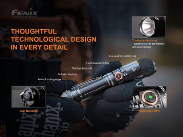Ліхтарик Fenix PD35 V3.0 LED тактичний, 1700 люмен, 357 м, IP68, 5 режимів, чорний